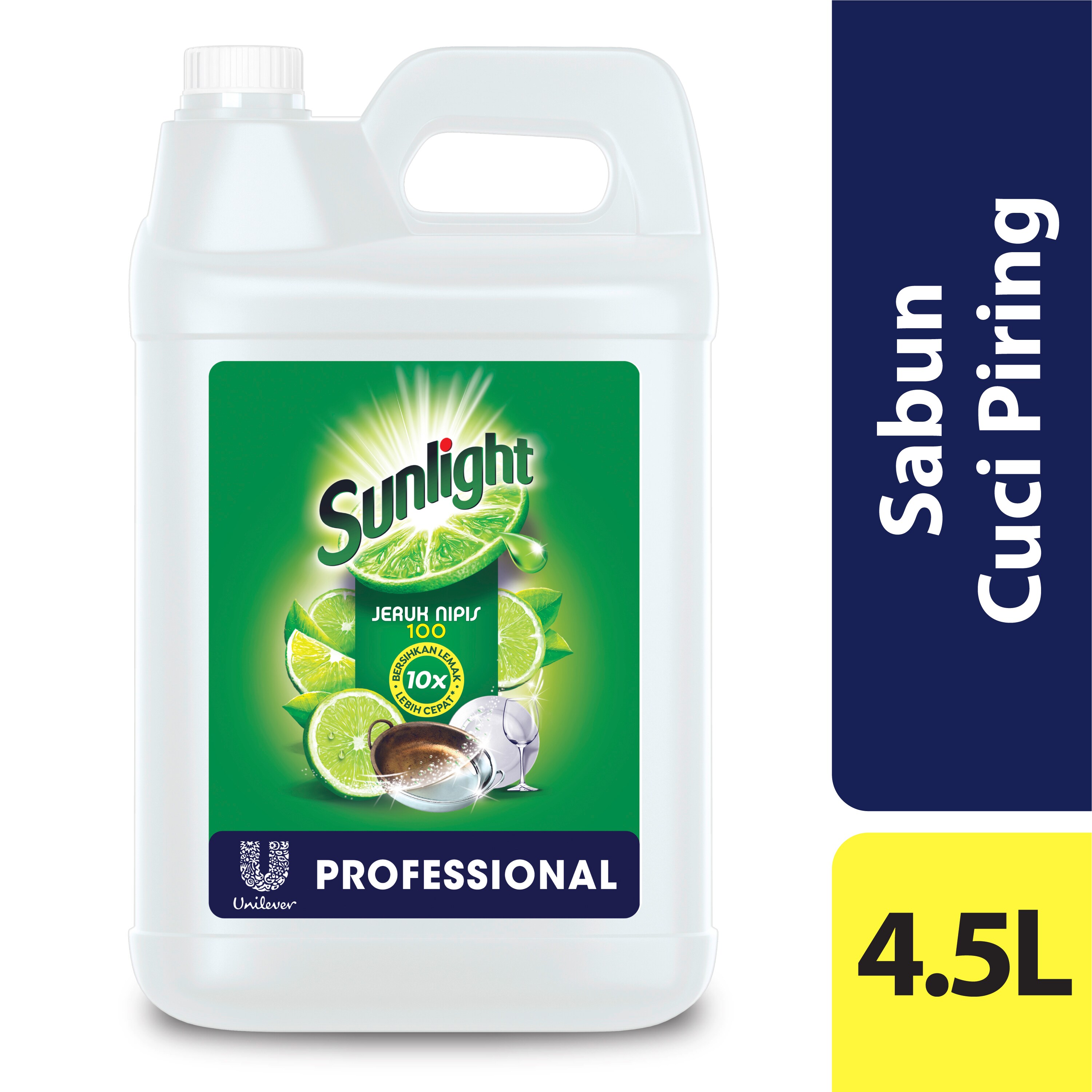 Sunlight Pro Lime Jerry Can 4.5L - 10X Paling Ampuh Menghilangkan Minyak, Cepat Bilas, Lembut di Tangan. Teknologi Cepat Bilas.